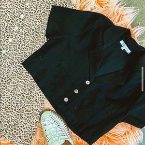 Black button down crop top